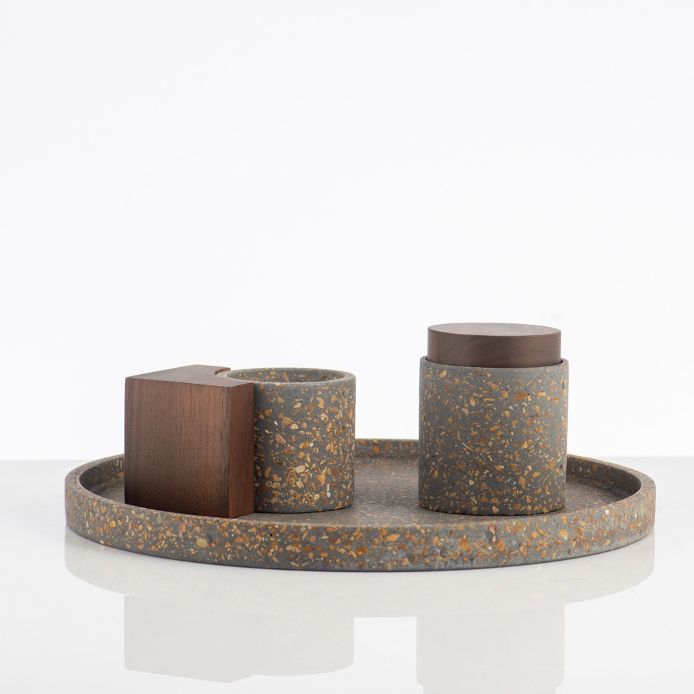 MUBKHAR T GREY TERRAZZO SET